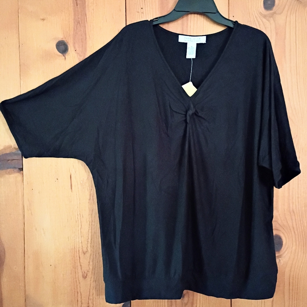 Freelance Modal Dolman Sleeve VNeck Top With Knot Detail